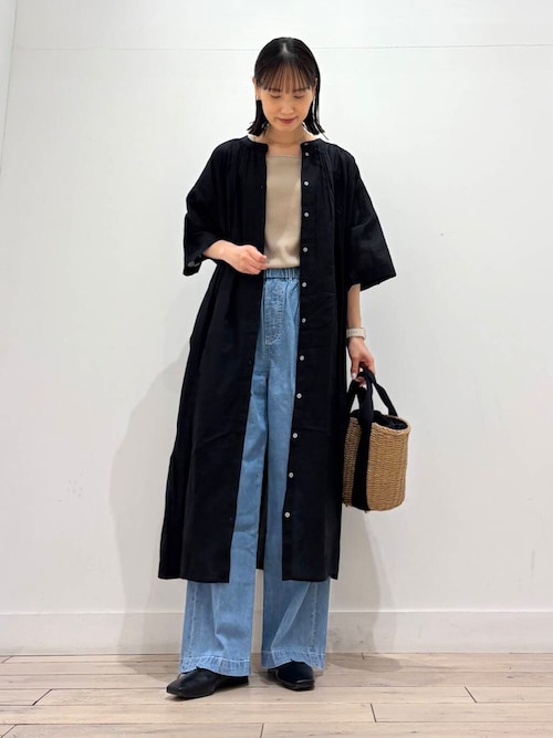 セール】コットンボイルロールアップハーフスリーブワンピース