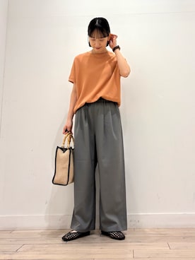 「URBAN RESEARCH DOORS（アーバンリサーチドアーズ）のタックフライスフレンチTシャツ（Tシャツ/カットソー、オレンジ系）」を使った、amiさん（レディース・160cm）の春コーディネート