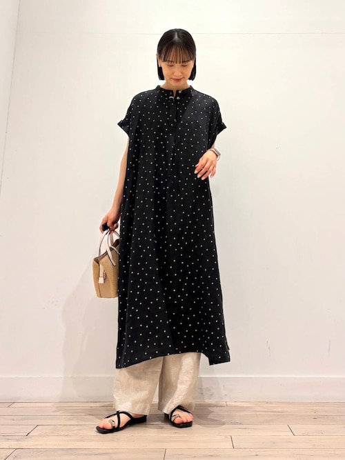ビアズリー リネン ワイドフレアワンピース size0 ☆黒 - メルカリ