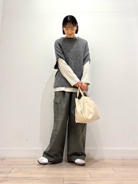 「アイテム（イヤリング）」を使った、amiさん（レディース・160cm）の秋コーディネート