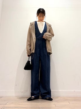 「旅行コーデ」｜「アイテム（サロペット/オーバーオール）」を使った、amiさん（レディース・160cm）の夏コーディネート