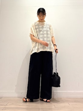 「PLAKTON（プラクトン）のPLAKTON　フラットサンダル（サンダル）」を使った、amiさん（レディース・160cm）の夏コーディネート