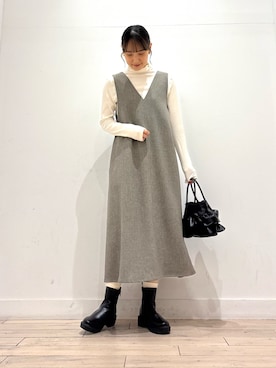 「アーバンリサーチドアーズ」｜「アイテム（ワンピース/ドレス）」を使った、amiさん（レディース・160cm）の冬コーディネート