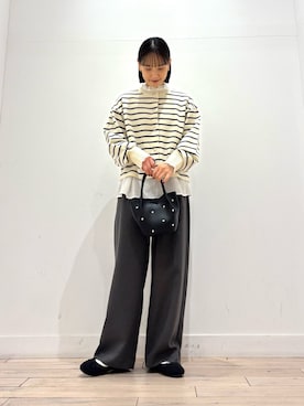 「RODE SKO（ロデスコ）の撥水フラッフィーバレエシューズ（バレエシューズ）」を使った、amiさん（レディース・160cm）の冬コーディネート