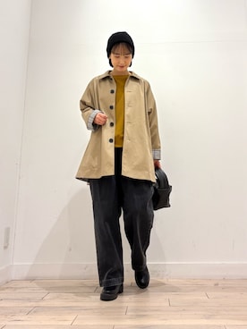 「アイテム（ステンカラーコート）」を使った、amiさん（レディース・160cm）の秋コーディネート