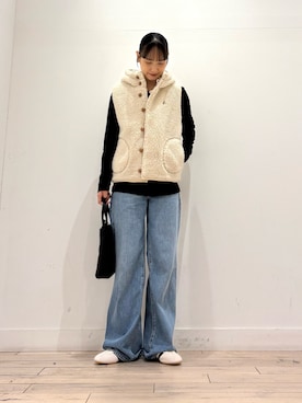 「URBAN RESEARCH DOORS（アーバンリサーチドアーズ）のシアーベロアプルオーバー（Tシャツ/カットソー、ブラウン系）」を使った、amiさん（レディース・160cm）の秋コーディネート