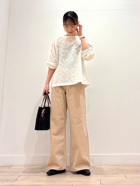 「ブラウス」｜「アイテム（その他アウター）」を使った、amiさん（レディース・160cm）の春コーディネート
