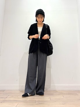 「アイテム（ノーカラージャケット）」を使った、amiさん（レディース・160cm）の秋コーディネート