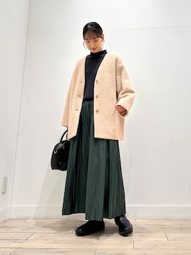 ループヤーンウールコクーンコートを使った人気ファッション