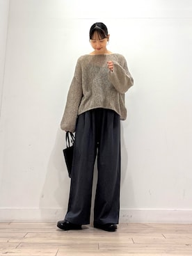 「かぐれ（カグレ）のペルーアルパカルーズニット（ニット/セーター、グレー系）」を使った、amiさん（レディース・160cm）の秋コーディネート