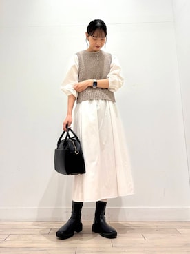 「ストレート×イエベ春」｜「アイテム（ノーカラージャケット）」を使った、amiさん（レディース・160cm）の冬コーディネート