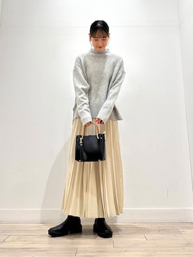 「アイテム（ノーカラーコート）」を使った、amiさん（レディース・160cm）の冬コーディネート