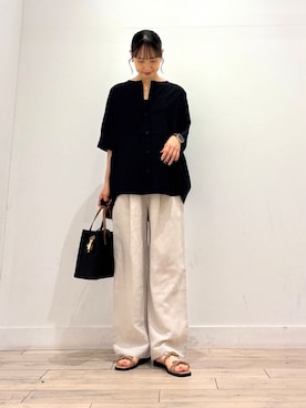 「アイテム（イヤリング、ゴールド系）」を使った、amiさん（レディース・160cm）の夏コーディネート