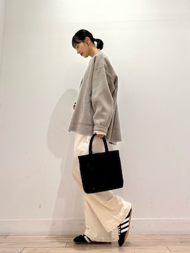 「かぐれ（カグレ）のウールノーカラージャケット（ノーカラージャケット、グレー系）」を使った、amiさん（レディース・160cm）の秋コーディネート