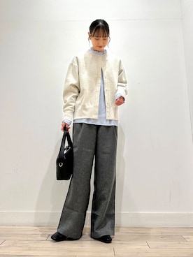 「URBAN RESEARCH DOORS（アーバンリサーチドアーズ）のピンタックフリルスタンドカラーブラウス（シャツ/ブラウス）」を使った、amiさん（レディース・160cm）の冬コーディネート