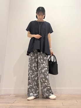 「フラワープリント」｜amiさん（レディース・160cm）の夏コーディネート