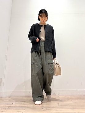 「アイテム（ノーカラージャケット）」を使った、amiさん（レディース・160cm）の秋コーディネート