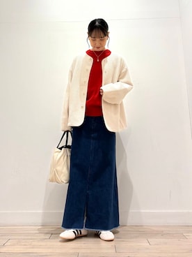 「ストレート×イエベ春」｜「アイテム（ノーカラージャケット）」を使った、amiさん（レディース・160cm）の冬コーディネート