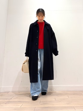 「アイテム（ステンカラーコート）」を使った、amiさん（骨格ストレート・レディース・160cm）の冬コーディネート