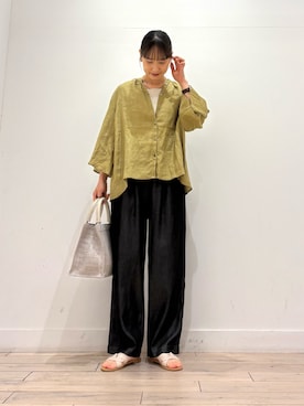 「URBAN RESEARCH DOORS（アーバンリサーチドアーズ）のリヨセルデニムイージーパンツ（デニムパンツ、ブルー系）」を使った、amiさん（レディース・160cm）の夏コーディネート