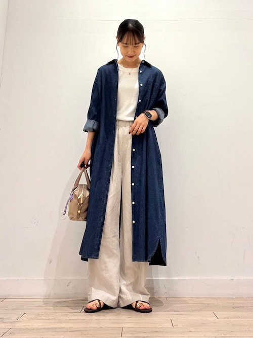 ワンピース HUECLOSET Indie denim long one piece KOBE LETTUCE ワンピース シワになりにくい Aラインコットン