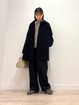 「アイテム（ピーコート）」を使った、amiさん（レディース・160cm）の冬コーディネート