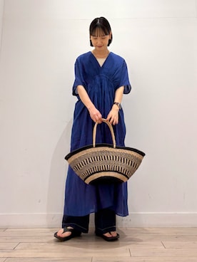 「URBAN RESEARCH DOORS（アーバンリサーチドアーズ）のBAGMATI　アバカバッグ（かごバッグ、ブラック系）」を使った、amiさん（レディース・160cm）の春コーディネート