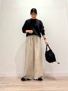 「かぐれ（カグレ）の『2サイズ展開』コットンリヨセルスウェットプルオーバー（スウェット、グレー系）」を使った、amiさん（レディース・160cm）の秋コーディネート