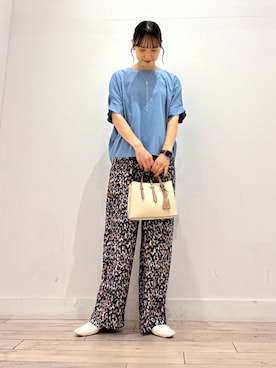 「URBAN RESEARCH DOORS（アーバンリサーチドアーズ）の『接触冷感/吸水速乾/イージーケア』フラワープリントドライタッチリラックスパンツ（その他パンツ）」を使った、amiさん（レディース・160cm）の夏コーディネート