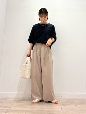 「URBAN RESEARCH DOORS（アーバンリサーチドアーズ）の『別注』beej×DOORS　ワッフルトートバッグ（トートバッグ、ホワイト系）」を使った、amiさん（レディース・160cm）の春コーディネート