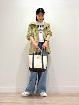 「かぐれ（カグレ）のアイテム（デニムパンツ）」を使った、amiさん（レディース・160cm）の春コーディネート