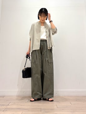「URBAN RESEARCH DOORS（アーバンリサーチドアーズ）の2WAYニットタンク（タンクトップ、ホワイト系）」を使った、amiさん（レディース・160cm）の春コーディネート