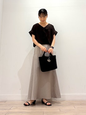 「URBAN RESEARCH DOORS（アーバンリサーチドアーズ）のバイアスフレアスカート（スカート、ベージュ系）」を使った、amiさん（レディース・160cm）の夏コーディネート