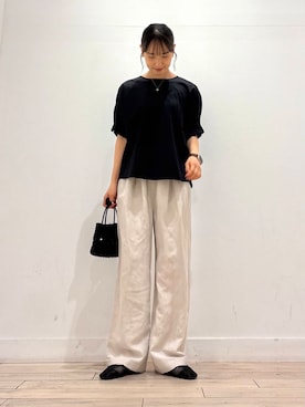 「きれいめ派カットソー」｜「アイテム（パンツ）」を使った、amiさん（レディース・160cm）の夏コーディネート