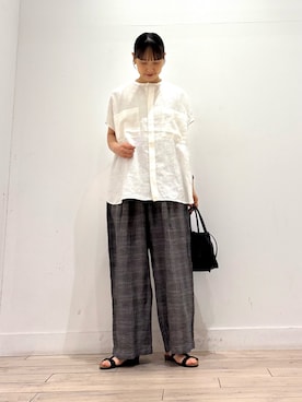 「PLAKTON（プラクトン）のPLAKTON　フラットサンダル（サンダル）」を使った、amiさん（レディース・160cm）の夏コーディネート