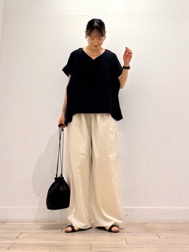 「PLAKTON（プラクトン）のPLAKTON　フラットサンダル（サンダル）」を使った、amiさん（レディース・160cm）の夏コーディネート