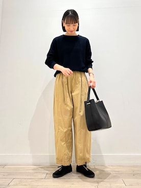 「RODE SKO（ロデスコ）のワンハンドル3WAYバッグ（ハンドバッグ）」を使った、amiさん（レディース・160cm）の秋コーディネート