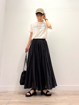 「URBAN RESEARCH DOORS（アーバンリサーチドアーズ）のロゴプリントTシャツ（Tシャツ/カットソー、ホワイト系）」を使った、amiさん（レディース・160cm）の夏コーディネート