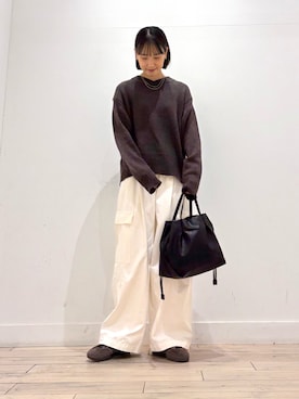 「かぐれ（カグレ）のユーティリティーイージーパンツ（その他パンツ）」を使った、amiさん（レディース・160cm）の秋コーディネート