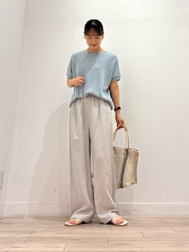 「URBAN RESEARCH DOORS（アーバンリサーチドアーズ）のタックフライスフレンチTシャツ（Tシャツ/カットソー、ブルー系）」を使った、amiさん（レディース・160cm）の夏コーディネート