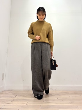 「RODE SKO（ロデスコ）の撥水フラッフィーバレエシューズ（バレエシューズ）」を使った、amiさん（レディース・160cm）の冬コーディネート