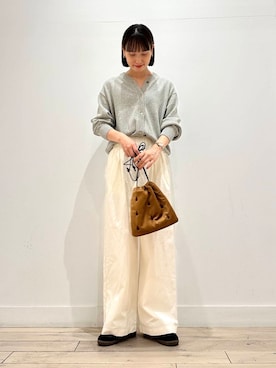 「かぐれ（カグレ）のコットン2タックワイドパンツ（その他パンツ）」を使った、amiさん（レディース・160cm）の夏コーディネート