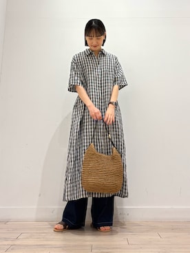 「URBAN RESEARCH DOORS（アーバンリサーチドアーズ）のリネン半袖シャツワンピース（ワンピース、その他）」を使った、amiさん（レディース・160cm）の春コーディネート