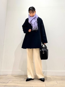 「冬の差し色コーデ」｜amiさん（レディース・160cm）の冬コーディネート