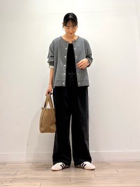 「URBAN RESEARCH Sonny Label（アーバンリサーチサニーレーベル）のダブルフェイスバイカラーカーディガン（カーディガン/ボレロ、グレー系）」を使った、amiさん（レディース・160cm）の秋コーディネート