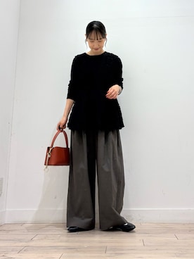 「F by ROSSO（エフバイロッソ）のF by ROSSO　モールレースペプラムジレ（その他トップス）」を使った、amiさん（レディース・160cm）の秋コーディネート