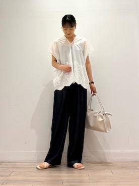 「URBAN RESEARCH DOORS（アーバンリサーチドアーズ）のリヨセルデニムイージーパンツ（デニムパンツ）」を使った、amiさん（レディース・160cm）の夏コーディネート
