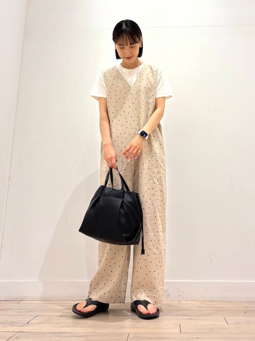 セール】リネンレーヨンドットオールインワン（サロペット