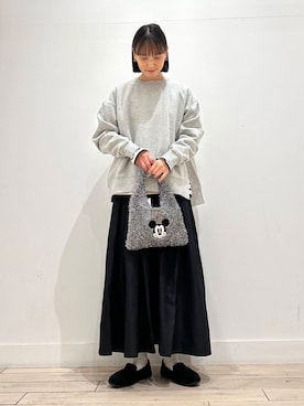 「かぐれ（カグレ）のボーダーワイドカットソー（Tシャツ/カットソー）」を使った、amiさん（レディース・160cm）の冬コーディネート