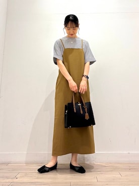 「アイテム（ワンピース/ドレス、イエロー系）」を使った、amiさん（レディース・160cm）の夏コーディネート